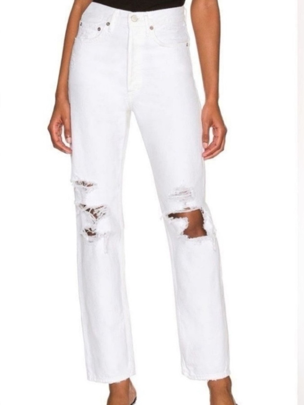 AGOLDE White Distressed Straight-Leg Women's Jeans